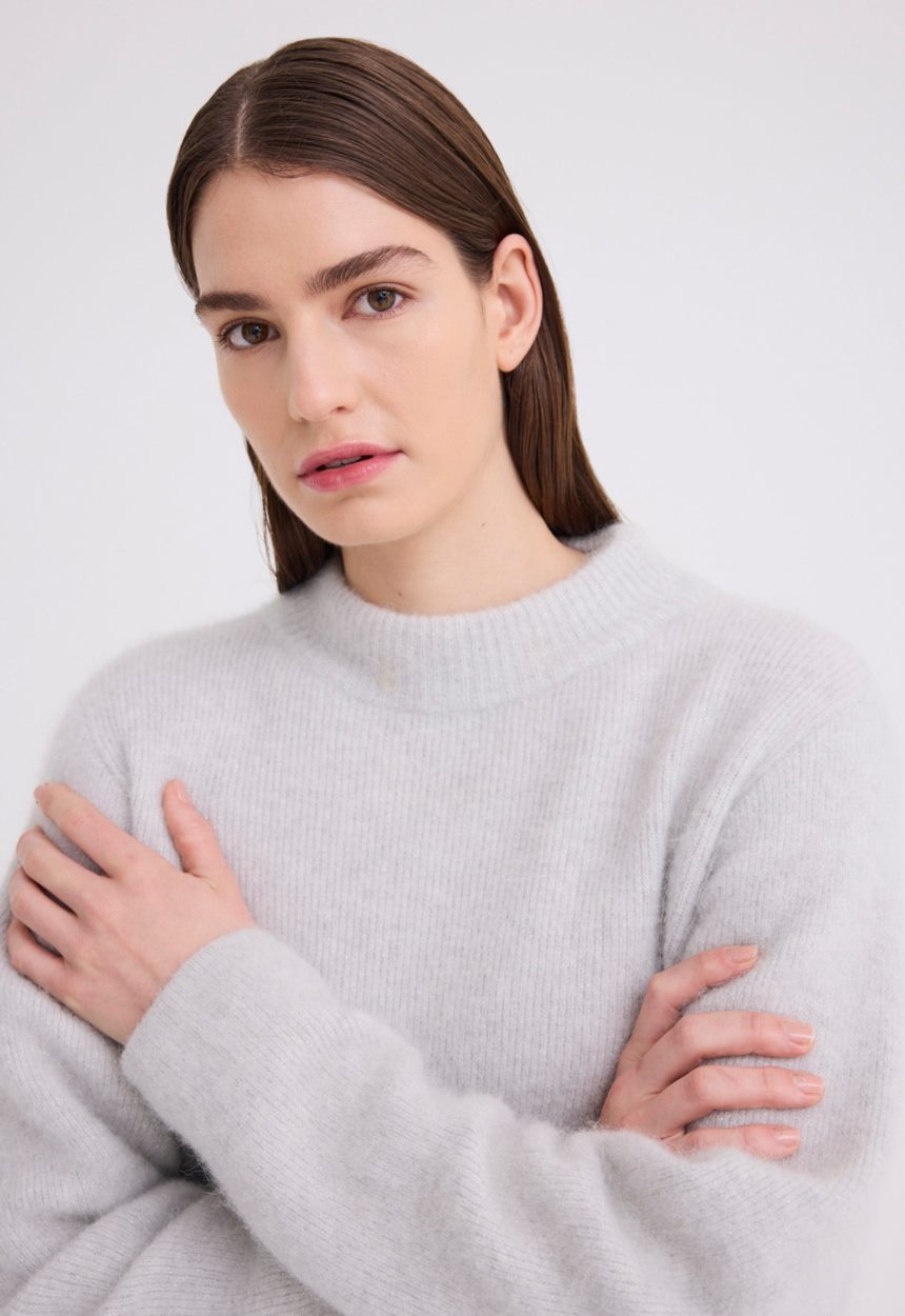 Jac + Jack Hudd Shimmer Wool Sweater - Frost Grey